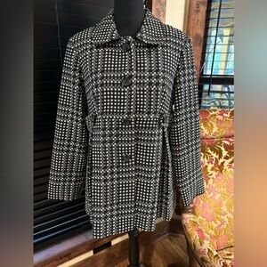 Requirement Petite Tweed Wool Blazer Black and White Size MP
